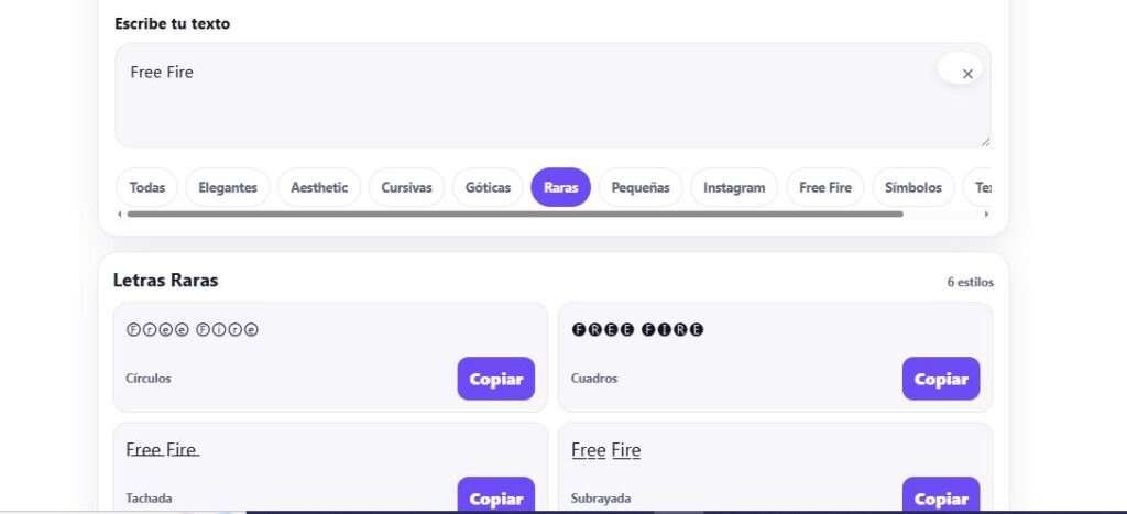 generador de letras raras copiar y pegar online